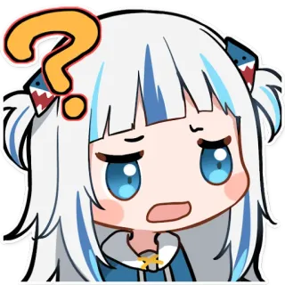 ❓ Gawr Gura anime, vtuber, shark, question, confused, cute telegram sticker