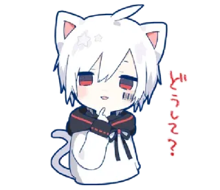 🤔 どうして? anime, kawaii, cat, chibi whatsapp sticker
