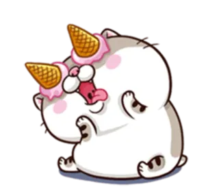 🍦 Katze, Eis, süß, lustig, Tier, Cartoon, Sticker whatsapp sticker