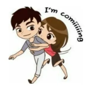 ❤ I'm comiiiing cartoon, couple, emoticon, love, romance telegram sticker