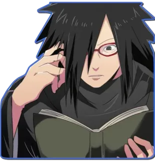 🤓 Madara Uchiha Naruto Anime, Mangá, Naruto, Madara Uchiha, Leitura, Óculos, Personagem telegram sticker