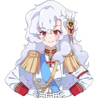🙃 アニメ, 警官, 制服, キャラクター, 白髪, 赤い目, バッジ telegram sticker