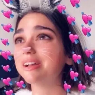 🐰 женщина, уши, сердечки, фильтр, портрет telegram sticker