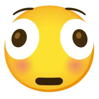 😳 Emoji, Yeux, Rougir, Jaune, Dessin animé telegram sticker