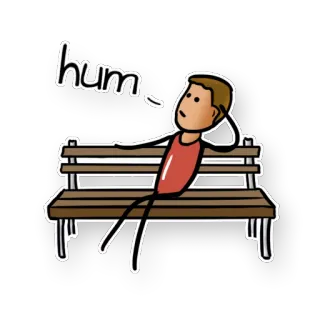 🤔 hum denken, nachdenklich, strichmännchen, sitzen, bank, cartoon, person telegram sticker