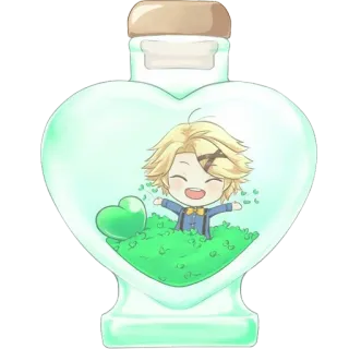 💚 corazón, botella, amor, lindo, kawaii, chibi, dibujo animado telegram sticker