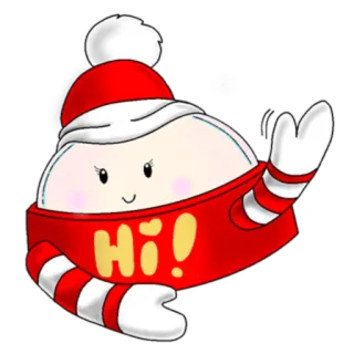 🙋 Hi! inverno, saudação, fofo, desenho animado, personagem, festivo, chapéu, cachecol telegram sticker