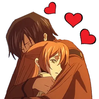❤️ anime, hug, love, hearts, couple telegram sticker