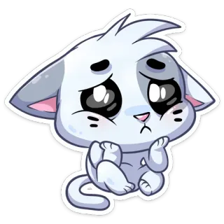 🤨 kot, smutny, słodki, kreskówka, naklejka, kawaii whatsapp sticker