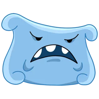😤 Dessin animé, Personnage, En colère, Triste, Frustré, Bleu telegram sticker