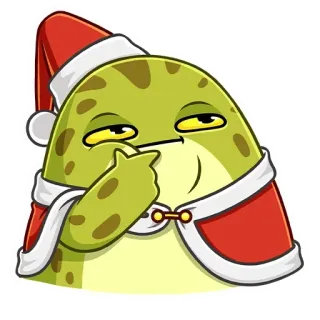 🤔 лягушка, санта клаус, рождество, праздник, отпуск, милый, мультфильм whatsapp sticker