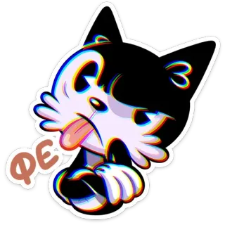 😛 QE кот, мультфильм, наклейка, черно-белый, животное, милый, смешной telegram sticker