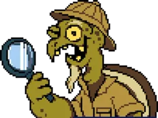 🤤 tortuga, detective, aventura, lupa, dibujos animados, reptil whatsapp sticker