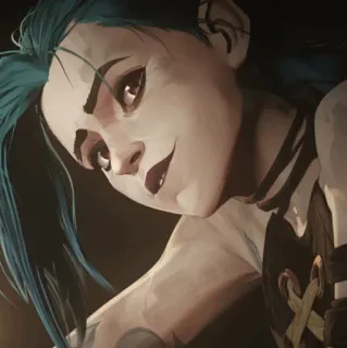 ✖ Jinx Arcane Jinx, Arcane, League of Legends, personaggio, animato, capelli blu telegram sticker