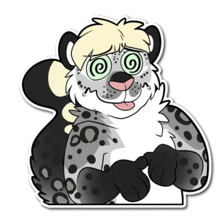 😜 animale, peloso, leopardo delle nevi, carino, cartone animato telegram sticker