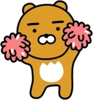 👯 Ryan Cheerleader, Bär, Pompons, Cartoon, Ryan, KakaoTalk, Emoji whatsapp sticker