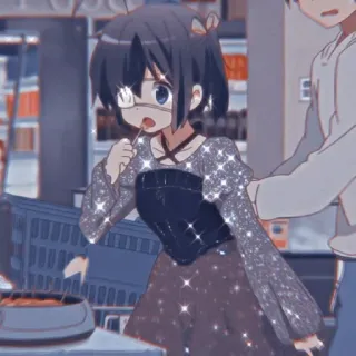 ✨ anime, girl, eyepatch, cute, sparkle, shopping telegram sticker