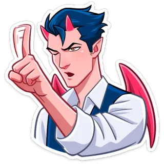 😠 devil, demon, anime, wings, pointing telegram sticker