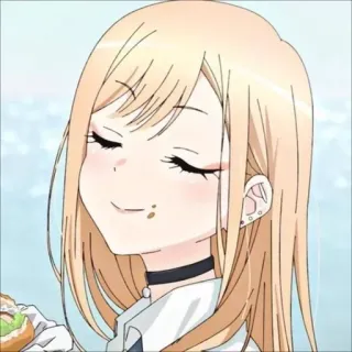 🙂 Marin Kitagawa My Dress-Up Darling Anime, Ragazza, Bionda, Carina, Cartone animato, Cibo telegram sticker