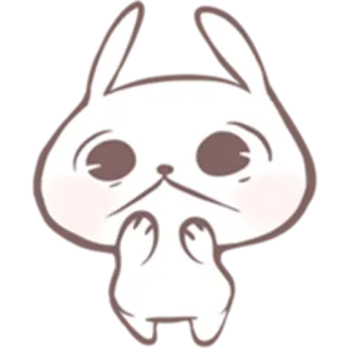 😟 ウサギ, かわいい, 動物, アニメ, ステッカー, 白 telegram sticker