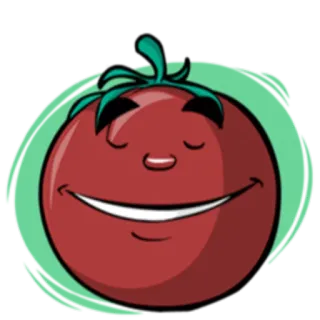 😌 tomat, sayuran, kartun, makanan, senyum, karakter whatsapp sticker
