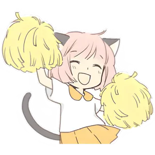 ✊ เชียร์ลีดเดอร์, สาวแมว, พู่เชียร์, สไตล์อนิเมะ, น่ารัก, คาวาอิ, การ์ตูน whatsapp sticker