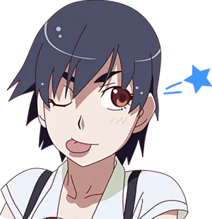 😜 Anime, Kedipan, Lidah, Kartun, Perempuan, Wanita telegram sticker