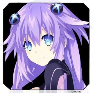 🙃 RAMUNE animé, cheveux violets, fille animé, personnage, autocollant telegram sticker
