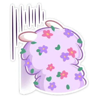😔 adesivo, floreale, cartone animato, triste, carino, coniglio whatsapp sticker
