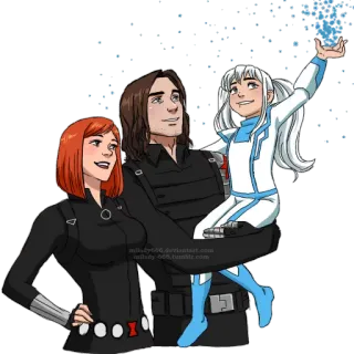 👨‍👩‍👧 Black Widow fanart, marvel, superhero, family, cartoon telegram sticker