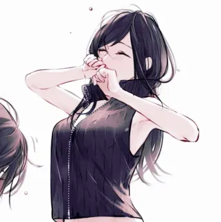 🥢 anime girl, cute, illustration, cartoon, smiling, happy telegram sticker