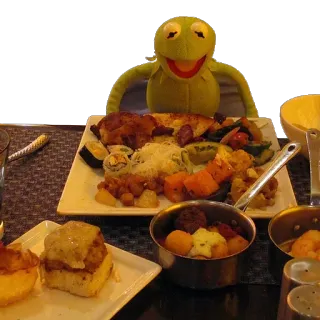 🍝 Kermit 커밋, 머펫, 음식, 식사, 뷔페 telegram sticker