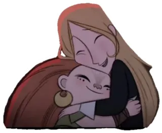 🤗 การ์ตูน, กอด, แสดงความรัก, เพื่อน, ผู้หญิง telegram sticker