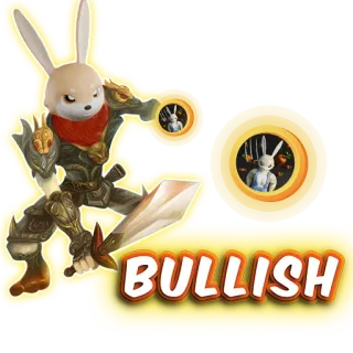 🚀 BULLISH кролик, доспехи, меч, фэнтези, бычий, животное telegram sticker