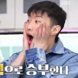 😱 력으로 승부한다 Korea, terkejut, semangat, pria, kasual, mulut terbuka telegram sticker
