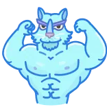 💪 cartoon, animal, muscles, bodybuilding, cat telegram sticker