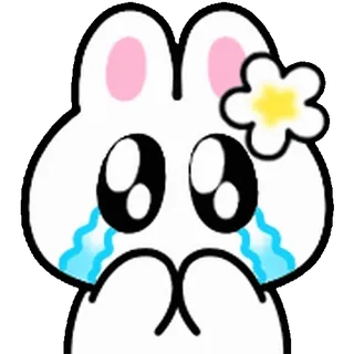 ⭐ 토끼, 울음, 꽃, 귀여운, 슬픈 telegram sticker