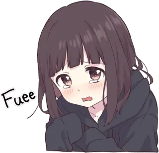 😢 Fuee anime, huilen, meisje, verdrietig, manga, emotioneel whatsapp sticker