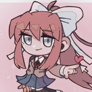 📄 Monika Doki Doki Literature Club! Anime, Jeu, Mignon, Chibi, Pointeur telegram sticker
