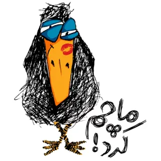😘 ماچم کرد bird, cartoon, doodle, kiss, lipstick, sketch, funny, love telegram sticker
