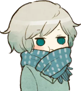 😒 аниме, милый, мультфильм, зима, шарф, портрет telegram sticker