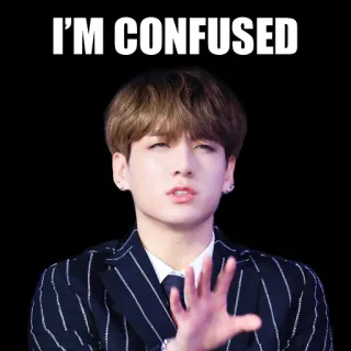 🤔 I'M CONFUSED zmieszany, mem, Kpop, wyraz, pytający, Jungkook telegram sticker