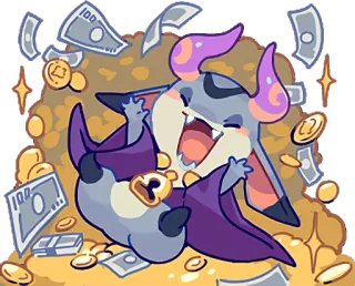 😆 cartoon, monster, gold, money, cute, illustration telegram sticker