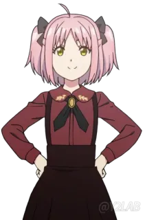😊 Anime, Menina, cabelo rosa, fofa, desenho animado, personagem telegram sticker