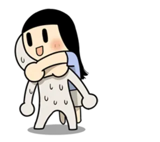 😰 cartoon, hug, sweat, cute, figure, emoji telegram sticker