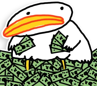 💰 money, wealth, cartoon, greed, bird telegram sticker