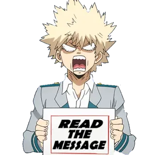 📨 Bakugo My Hero Academia READ THE MESSAGE Bakugo, My Hero Academia, Anime, Sticker, Mensaje telegram sticker