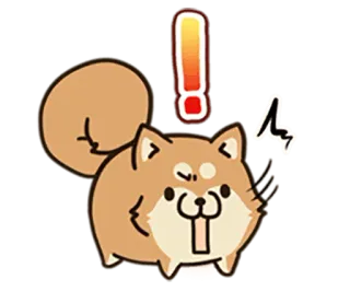 🐶 Shiba Inu, Hund, Achtung, Ausrufezeichen, Cartoon, Süß, Tier, Emoji telegram sticker