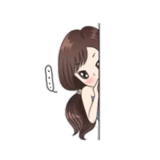 😶 Anime, Chica, Asomando, Tímida, Linda, Escondida, Dibujos animados whatsapp sticker