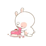 😋 coelho, bolo, sobremesa, fofo, animal, comida whatsapp sticker